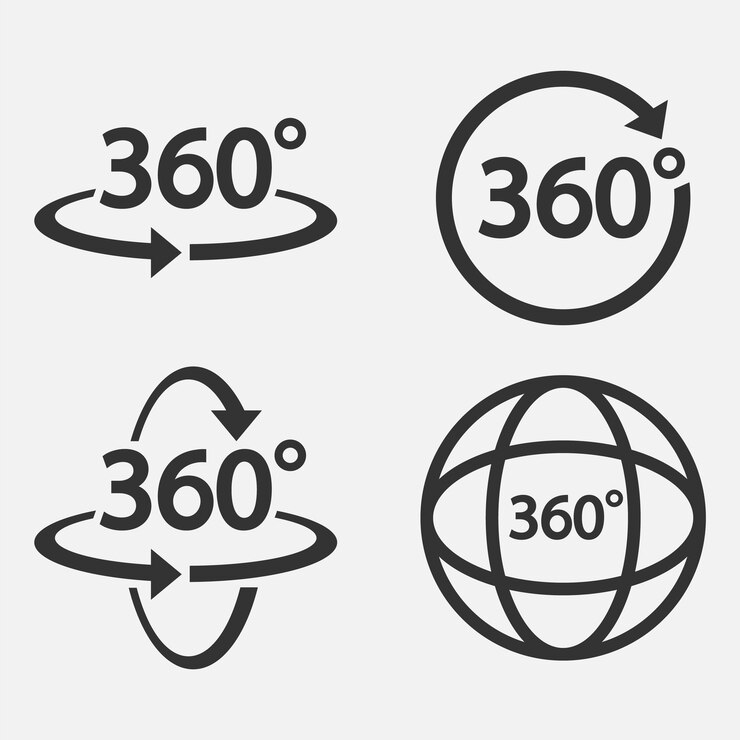 Vector set of 360 icon 360 degree view symbol vector illustration