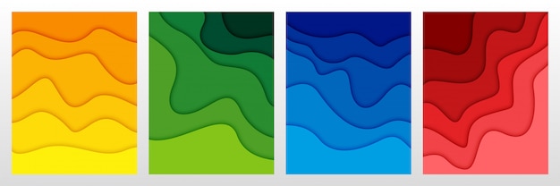3 Dの抽象的な背景と紙の形をカットのセット