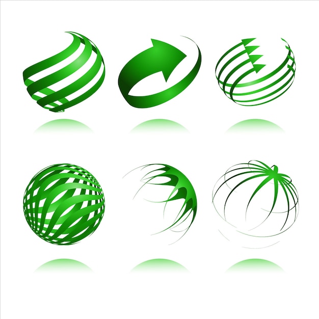 Set of 3d abstract vector sphere element