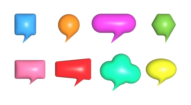 A set of 3D bubbles for text A large chat or message window