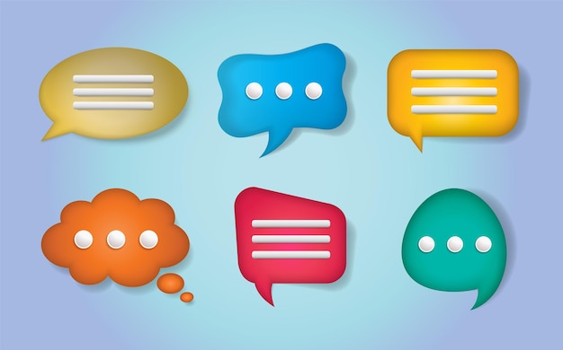 Vector set 3d chat bubble talk dialogue messenger or online support