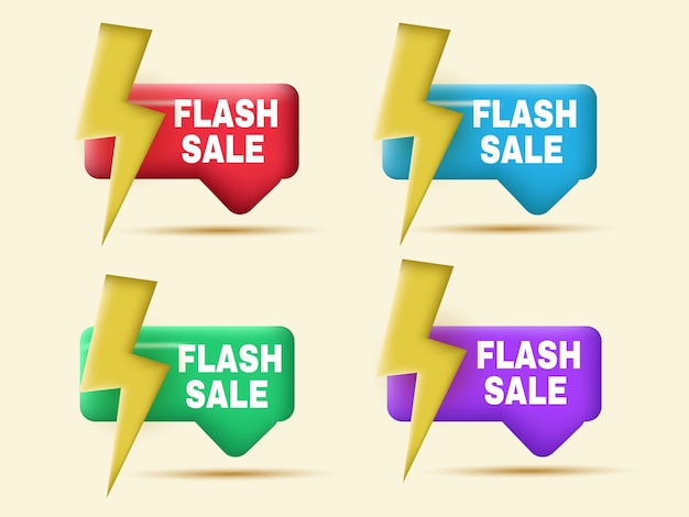 set 3d flash sale tag label colorful