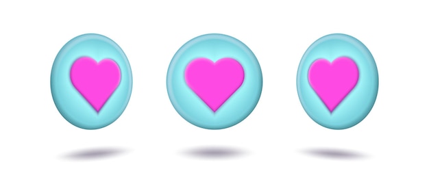 Vector set of 3d hearts illustration. 3d vector illustration