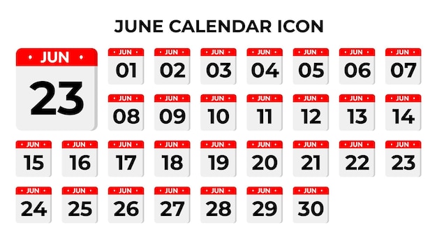 Установить 3D значок даты июня