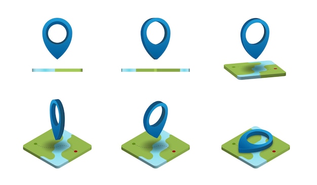 Набор 3d картографических маркеров GPS-навигации