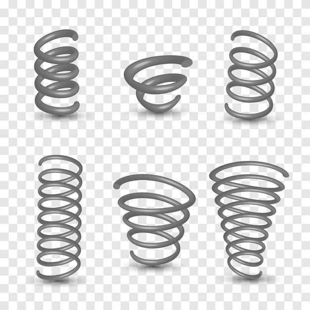 ベクトル 透明な背景のベクトル図に分離された 3 d 金属ばねを設定します。