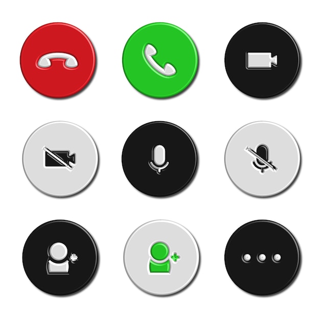 Vector set of 3d phone call icons vector illustration