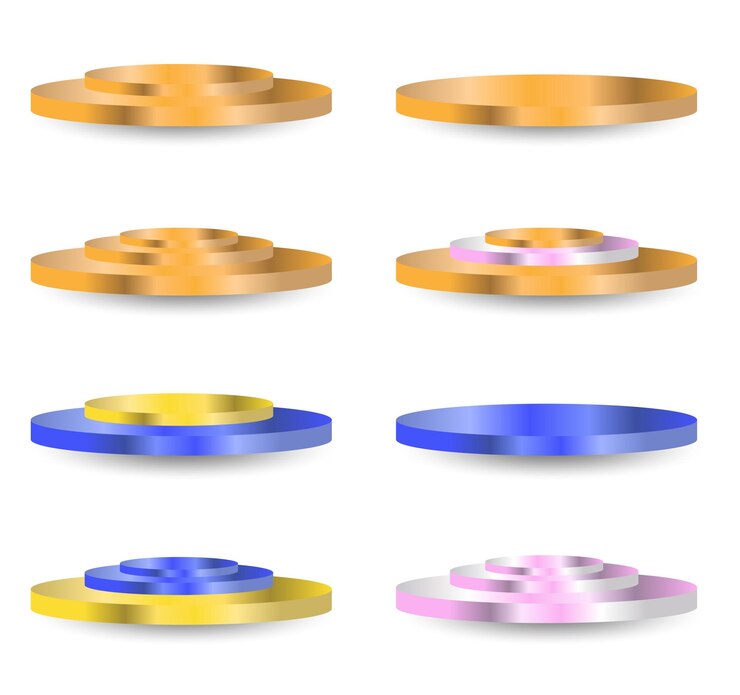 Vector set of 3d product podium vector illustration