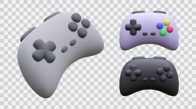 Set di joypad realistici 3d isolati su sfondo trasparente. illustrazione vettoriale