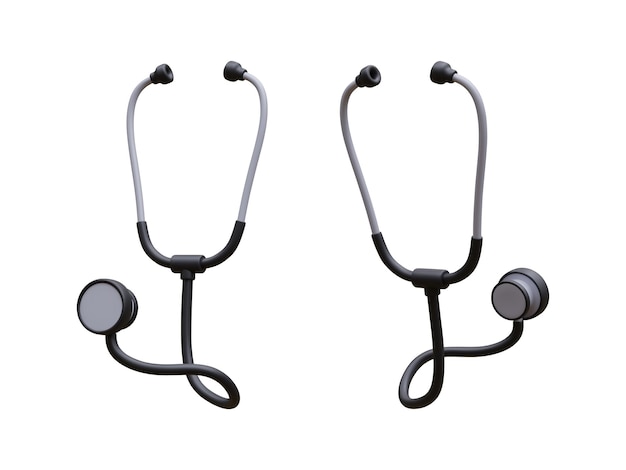 Set of 3d realistic medical stethoscope isolated on white background Online doctor consultation and healthcare concept Vector illustration