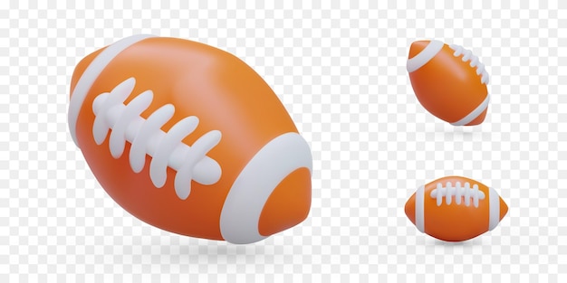 3Dラグビーボールのセット アメリカンフットボール用レザーアクセサリー