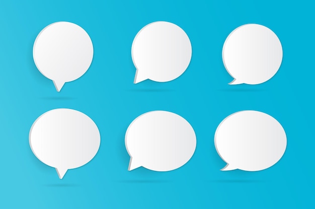 Vector set of 3d speech bubble icons isolated on blue background 3d chat icon set