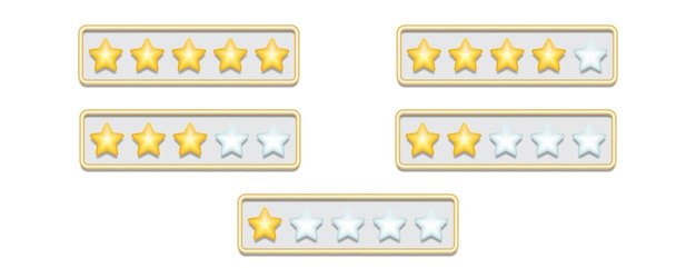 A set of 3d stars service ratings from one star to five stars vector illustration