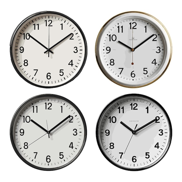 Vector set of 3d vector circle shaped clock