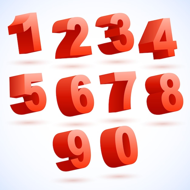 Set of 3d vector numbers from 1 to 0 eps 10