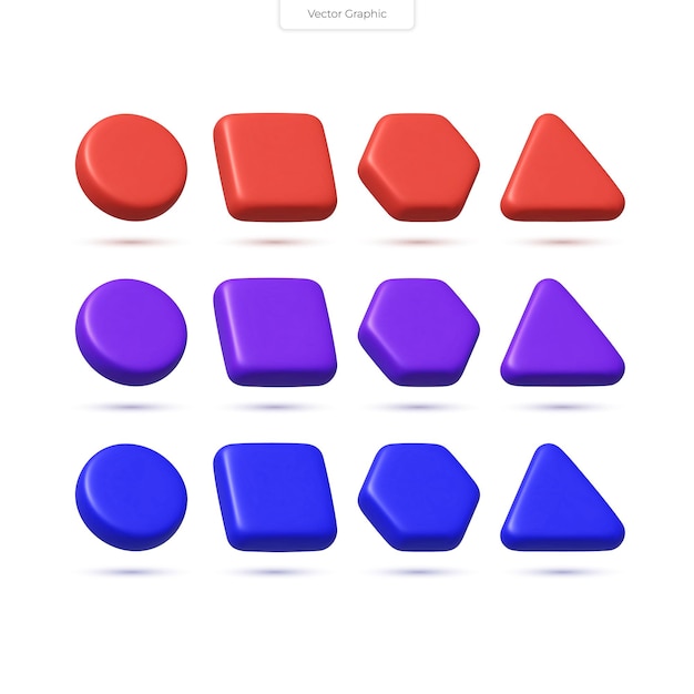 set of 3D vector shapes