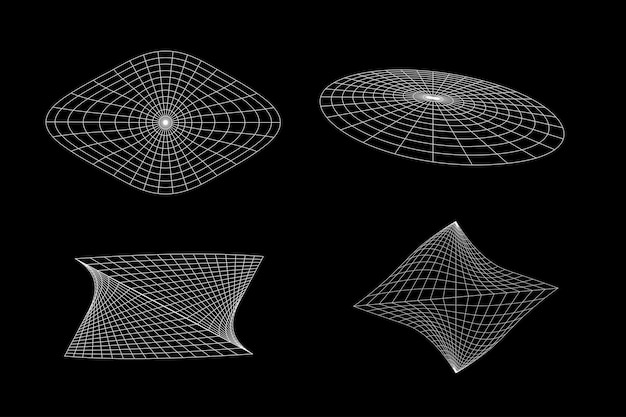 3D 웨어프레임 자산 벡터 컬렉션 설정