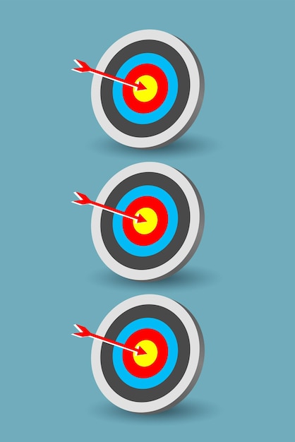 SET of 3ds colorful target goal aim object in vector illustrations use for the target 3d for archery