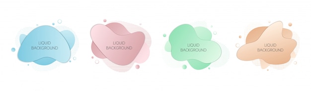 Set of 4 abstract modern graphic liquid elements