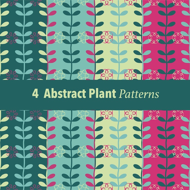 Set of 4 abstract plant pattern background