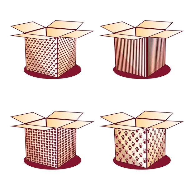 Vector set of 4 boxes