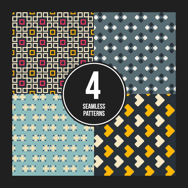 Set of 4 colorful pixelated patterns