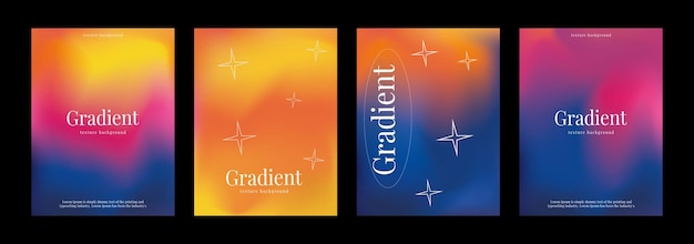 Vector set of 4 cover templates with blue yellow and pink gradient backgrounds in modern style