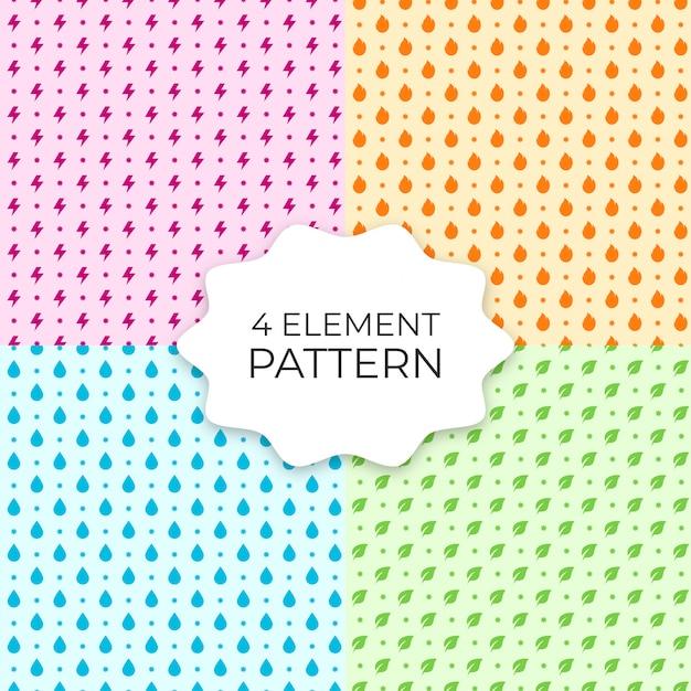 Set of 4 element seamless patterns
