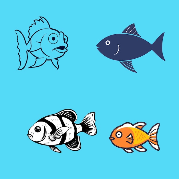 Set of 4 fish ocean animals