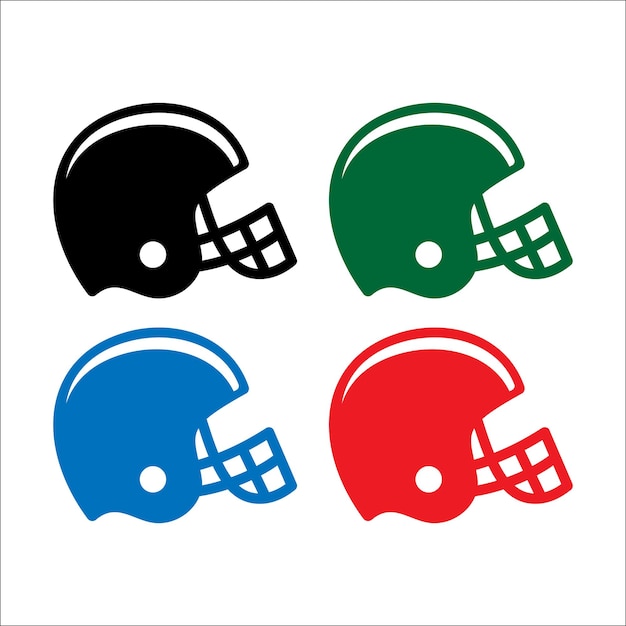 Vector set of 4 football helmet icons