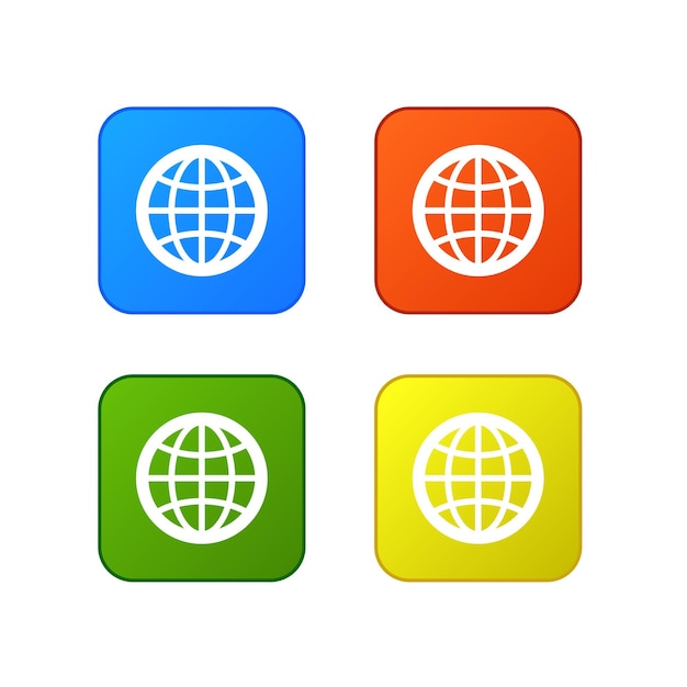 Vector set of 4 globe icons