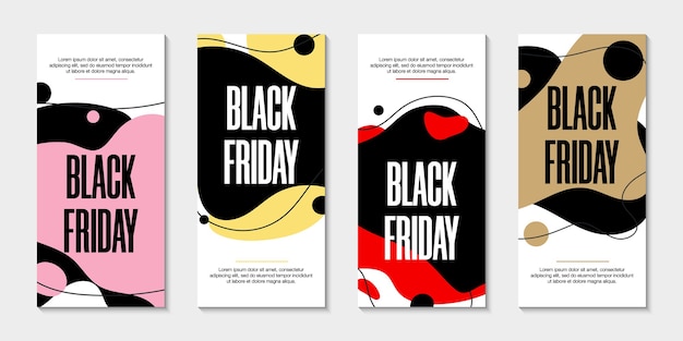 Set of 4 liquid banners, Black Friday templates