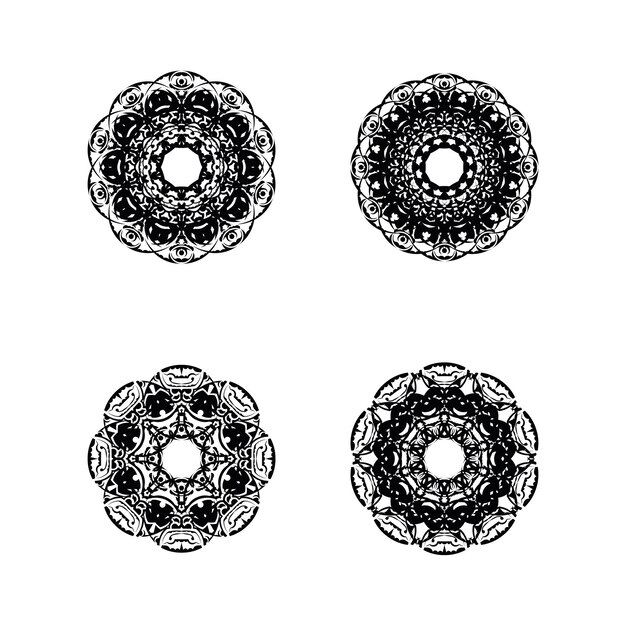 Set of 4 mandala ornaments isolated veil illustration