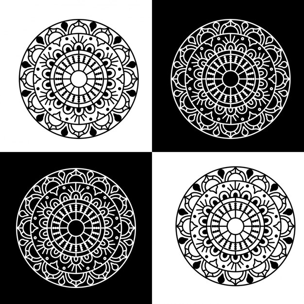 Set Of 4 mandala Vector 