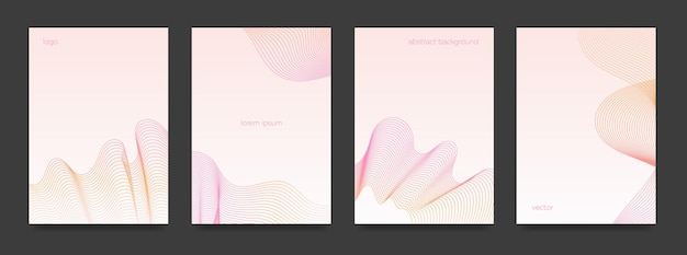 Un set di 4 sfondi minimalisti con linee laconiche in colori pastello vector