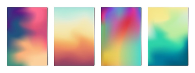 Set of 4 pcs abstract multicolored gradient backgrounds templates for advertising business cards textures Vector