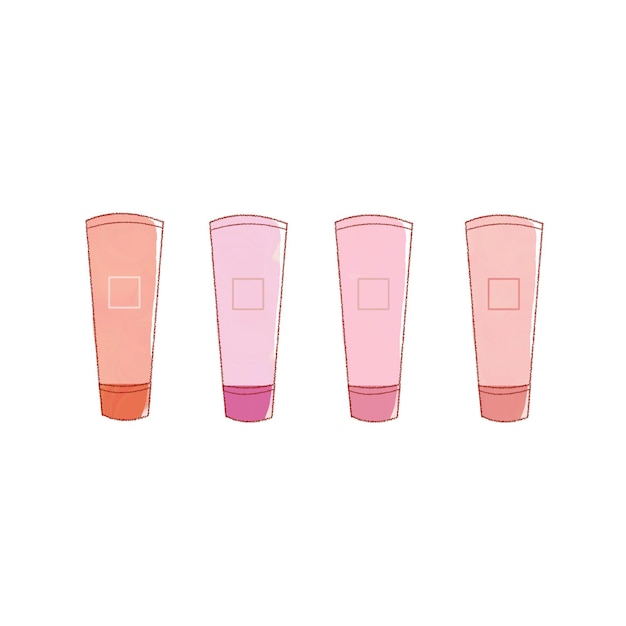 Set of 4 pink lips. cute and simple art style. on a white background.