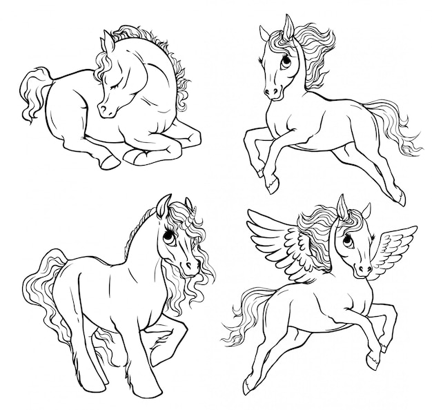 Set 4 pony coloring page.