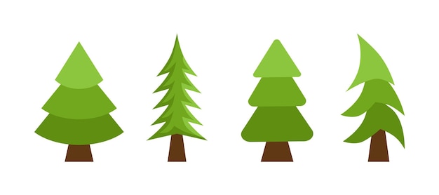 Set 4 stuks abstracte groene kerstbomen op een witte achtergrond Vector