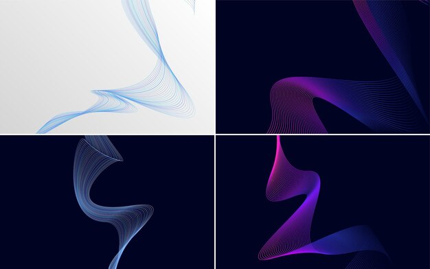 Set of 4 vector line backgrounds to elevate your designs