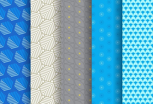 5つの抽象的な形のシームレスなパターンコレクションのセット