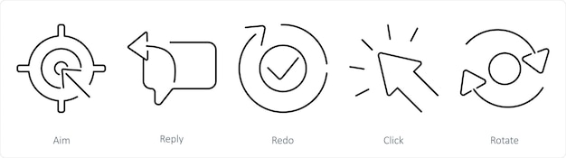 Vector a set of 5 arrows icons as aim reply redo