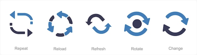 Vector a set of 5 arrows icons as repeat reload refresh