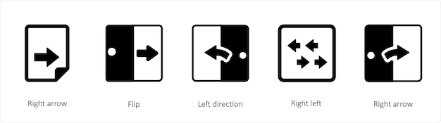 A set of 5 Arrows icons such as direction way path