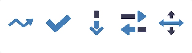 Vector a set of 5 arrows icons such as direction way path