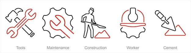 A set of 5 Build icons as tools maintenance construction