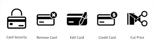 5 비즈니스 아이콘을 카드 보안 제거 카드 편집 카드로 설정합니다.