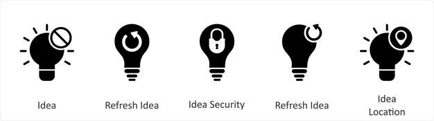 Vector a set of 5 business icons as idea refresh idea idea security