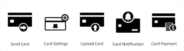 Набор из 5 бизнес-икон, как отправка карты настройки карты загрузка карты