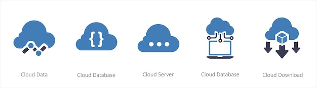 클라우드 데이터 (Cloud Data) 와 같은 5 개의 비즈니스 아이콘 세트